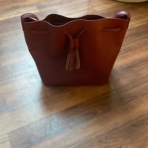 J.Crew Maroon Tassled Bucket Bag